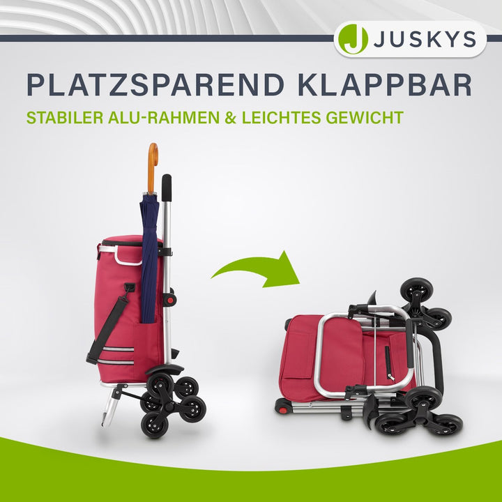 Juskys 3in1 Einkaufstrolley für Treppen - 56 L, modern & klappbar - Treppensteiger Trolley zum Shopp