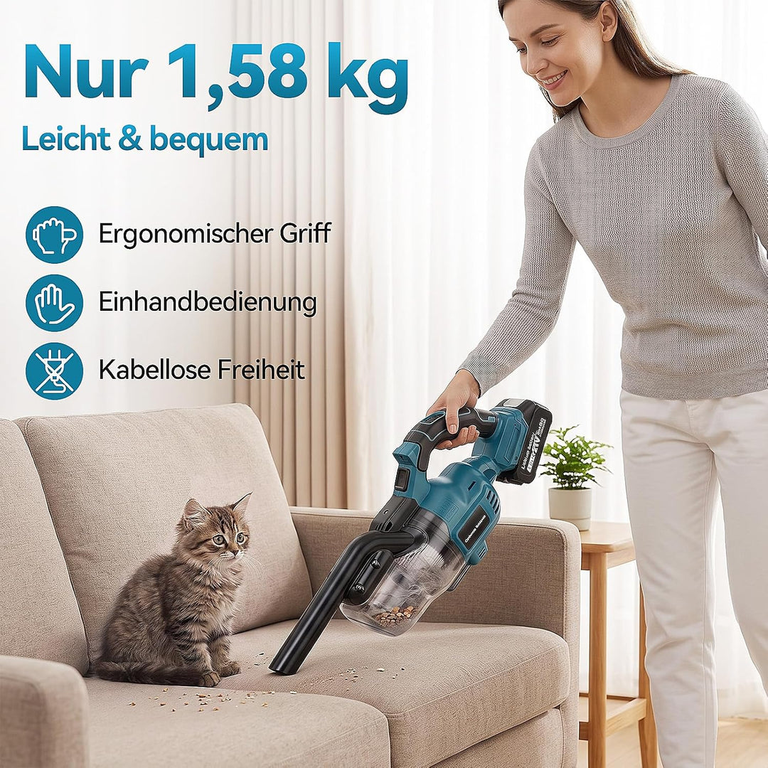 Akku Staubsauger Kompatibel mit Makita 18V,5-in-1 Handstaubsauger mit 2 x 4.0Ah Akku Ladegerät,16000