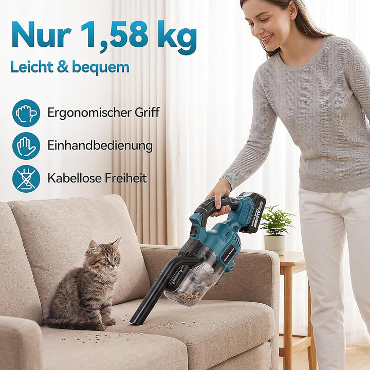 Akku Staubsauger Kompatibel mit Makita 18V,5-in-1 Handstaubsauger mit 2 x 4.0Ah Akku Ladegerät,16000