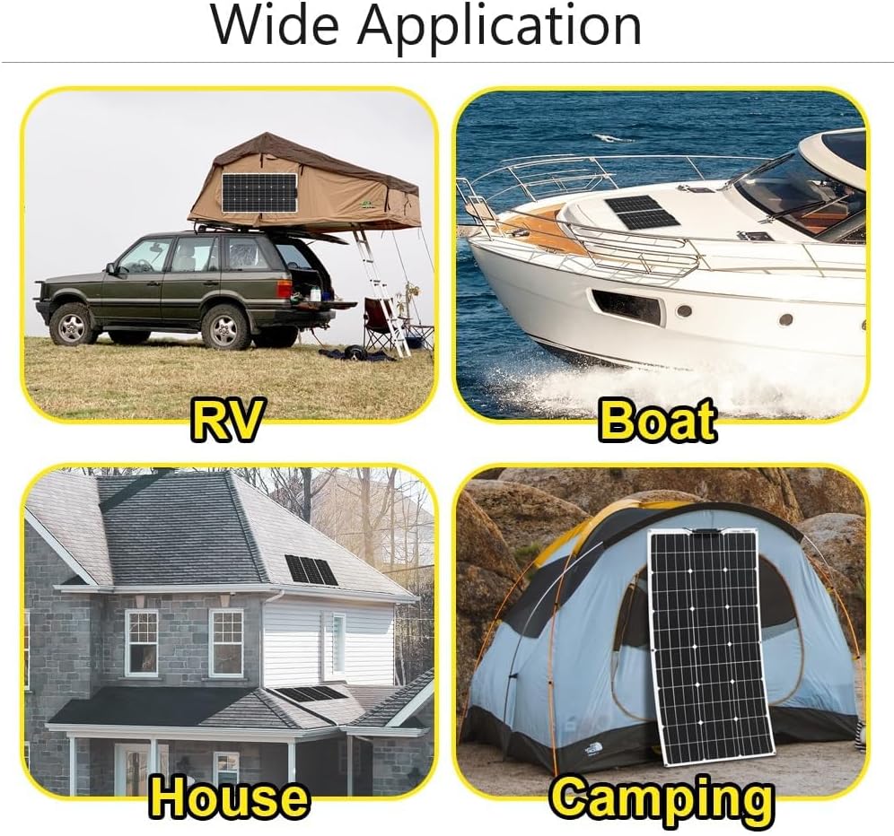 Aysolar Flexibel Solarpanel 100W 12V Monokristalline Solarmodul Flexible für Marine Camper Wohnmobil