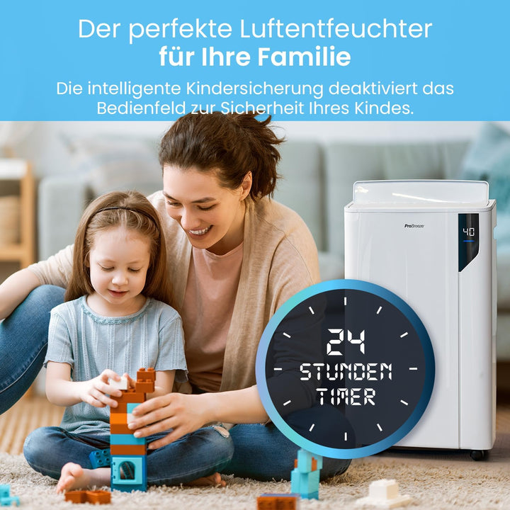 Pro Breeze Luftentfeuchter 20L in 24h Entfeuchtungsleistung - Luftentfeuchter elektrisch mit Wäschem