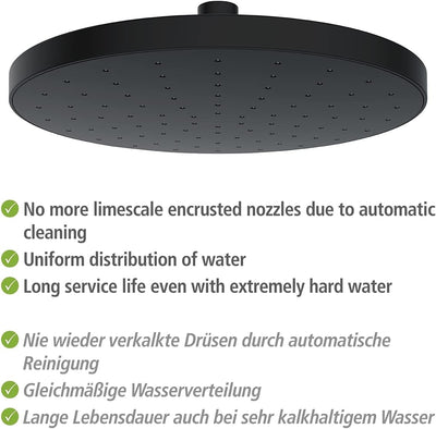 WENKO Regenduschkopf Automatic Cleaning, Anti-Kalk, runde Universal-Kopfbrause mit automatischem Rei