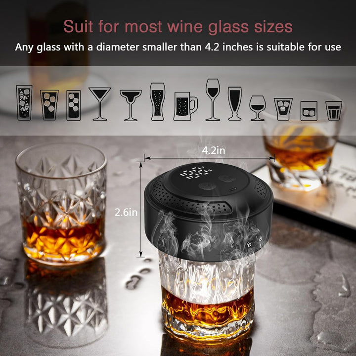 LOFICOPER Whiskey Smoker Kit mit 6 Holzchips, Cocktail Smoker Set mit RGB-Ambientelicht, Flammenlos,