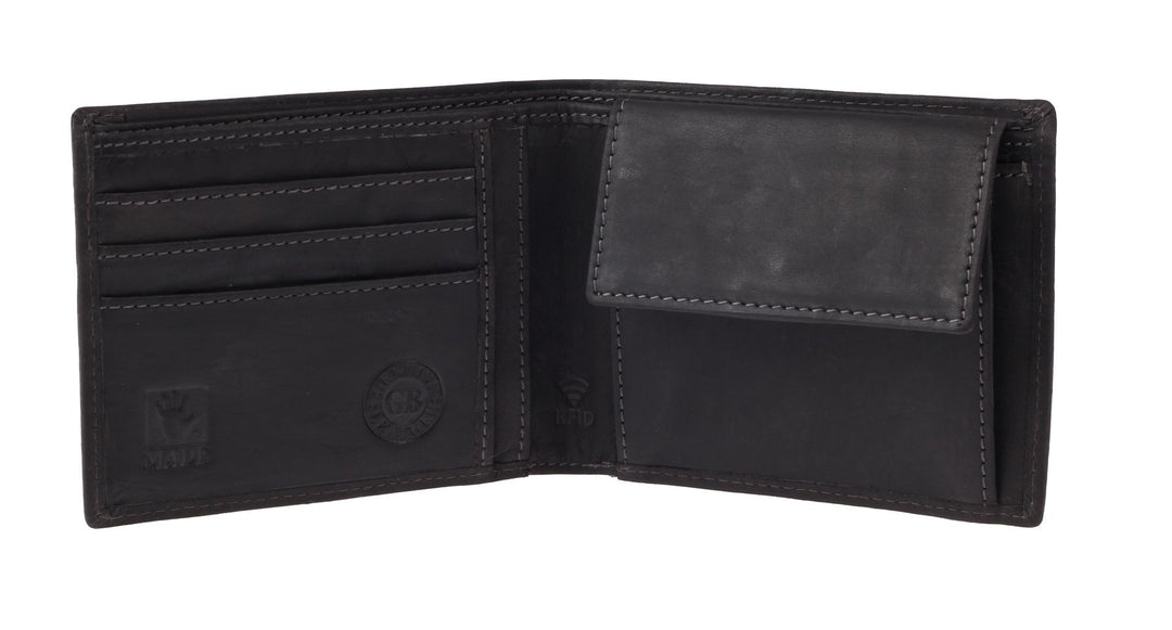 Greenburry Vintage RFID Geldbeutel Leder Herren Geldbörse schwarz