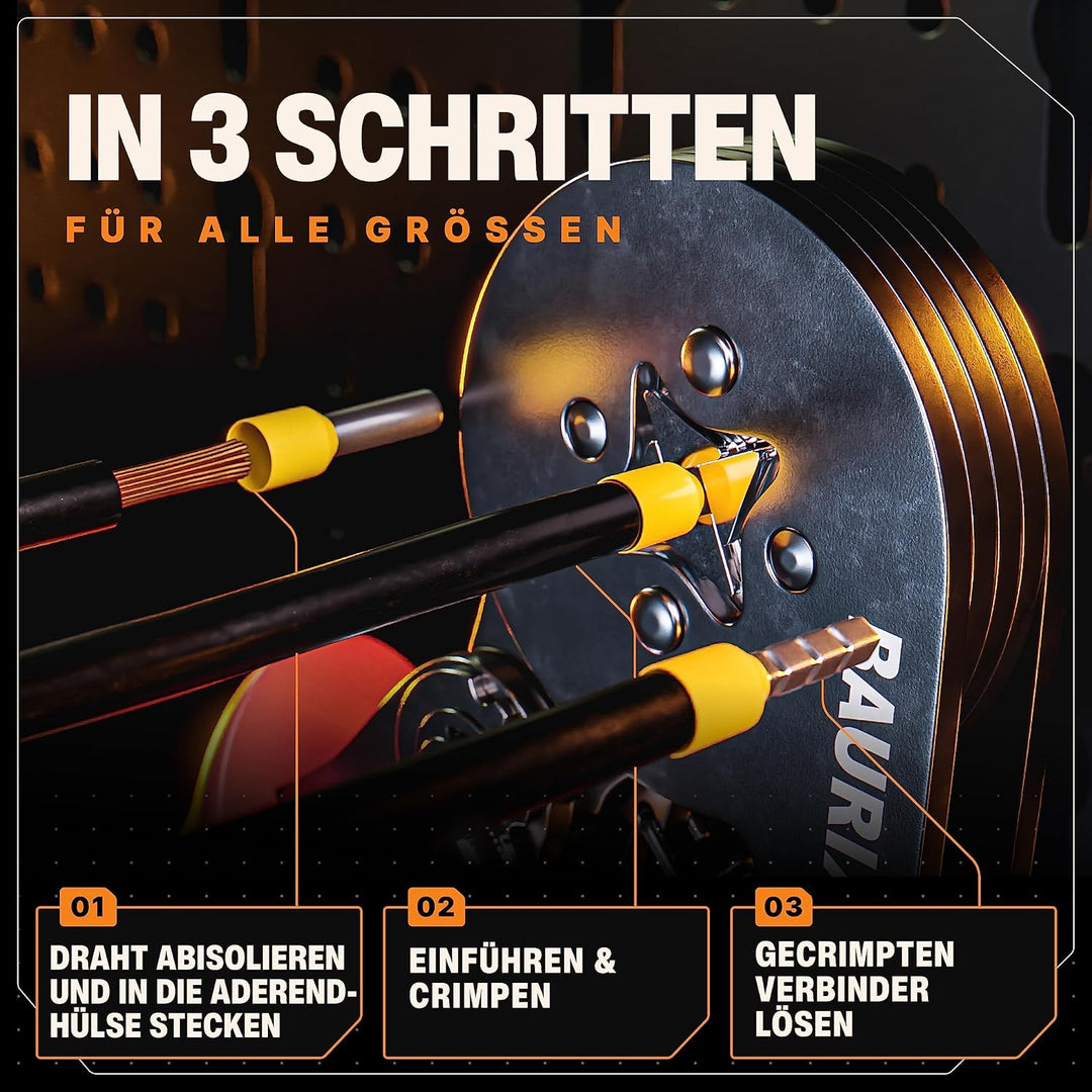 BAURIX® Crimpzange Aderendhülsen – Selbsteinstellende Aderendhülsenzange 0,25–10 mm² - Elektriker We
