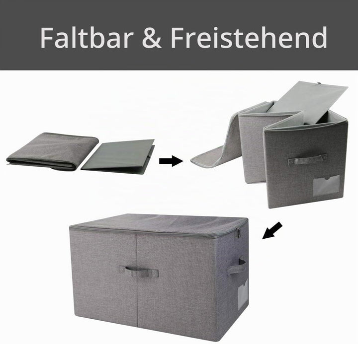 56 (L) x 32 (B) x 33 cm (H), grosser faltbarer Schrank-Aufbewahrungskorb mit Deckel, waschbar, Etike