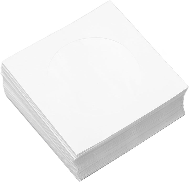 100er Pack CD/DVD Papierhüllen, Disc Hüllen mit Klappe und Offenem Fenster, Wiederverwendbare Staubd