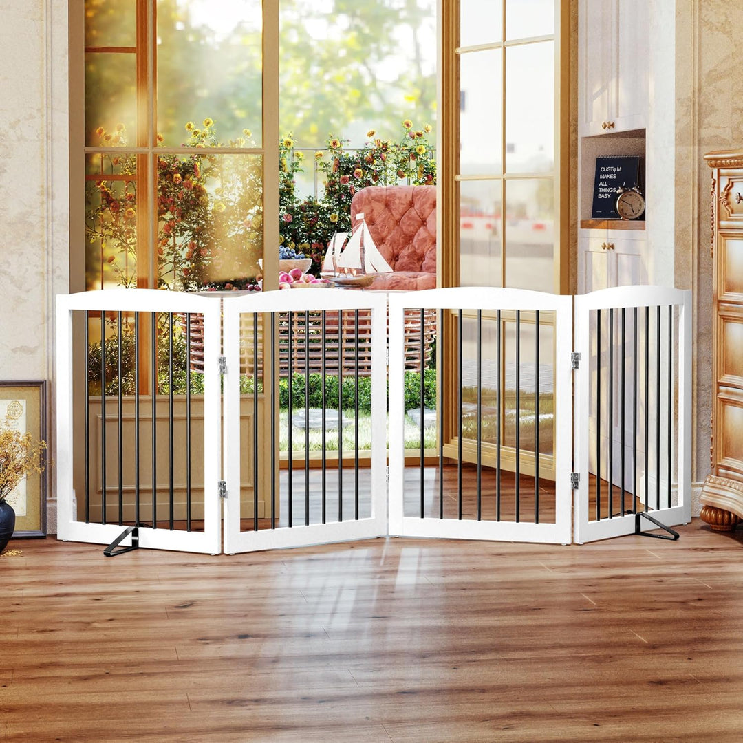 Absperrgitter Hund,Hundegitter für Wohnung Garten ohne Bohren aus Metal Holz,Freistehendes Hundeabsp