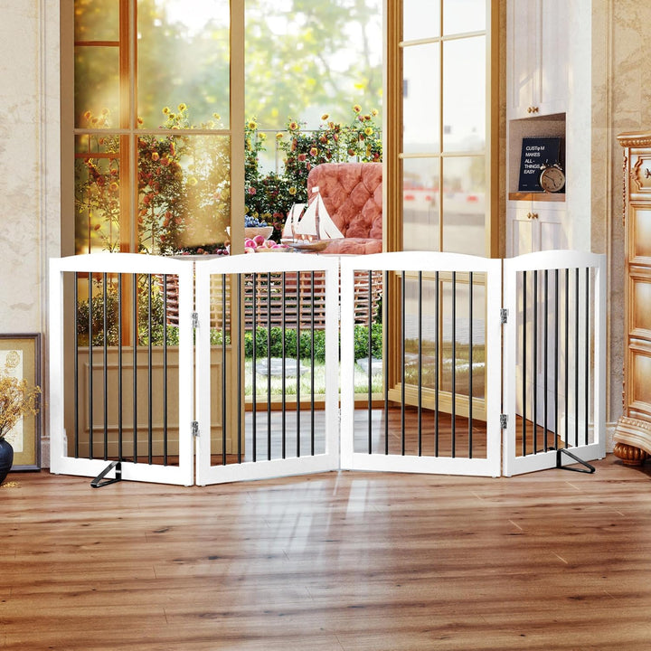 Absperrgitter Hund,Hundegitter für Wohnung Garten ohne Bohren aus Metal Holz,Freistehendes Hundeabsp