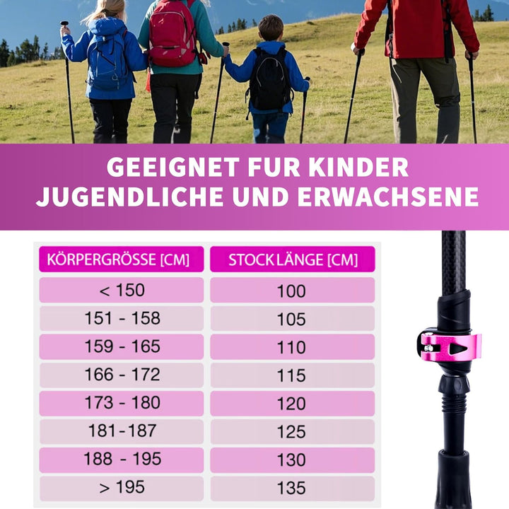 Alpteq Carbon Wanderstöcke Teleskop – Ultraleichte Trekkingstöcke Kohlenstofffaser & Aluminium für D
