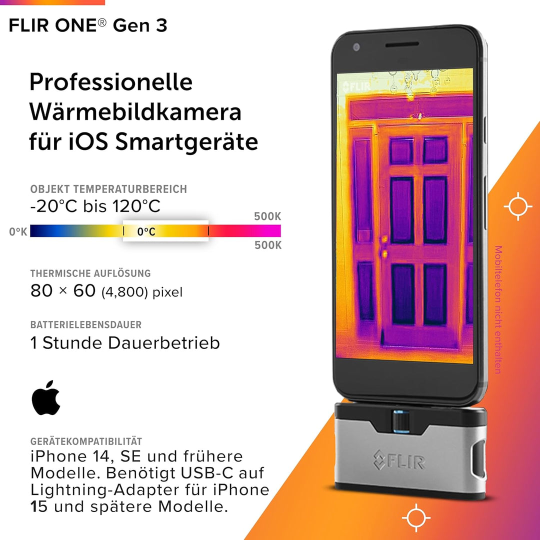 FLIR One Wärmebildkamera für iOS-Geräte Version 3, Silver iOS Heimanwender -