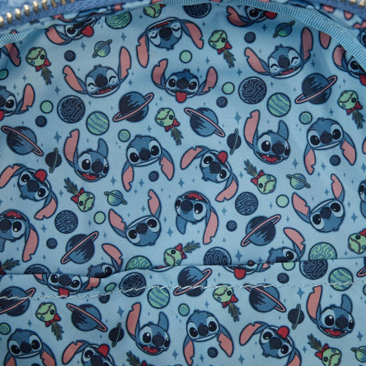 Loungefly Disney Stitch Plush Sherpa Double Strap Shoulder Bag, Mehrfarbig/Meereswellen (Ocean Tides