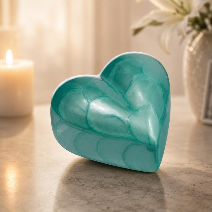 Urn for Ashes Funeral Cremation Memorial Keepsake Heart Love Urns Decorative Alloy (Green, 3") RHM01