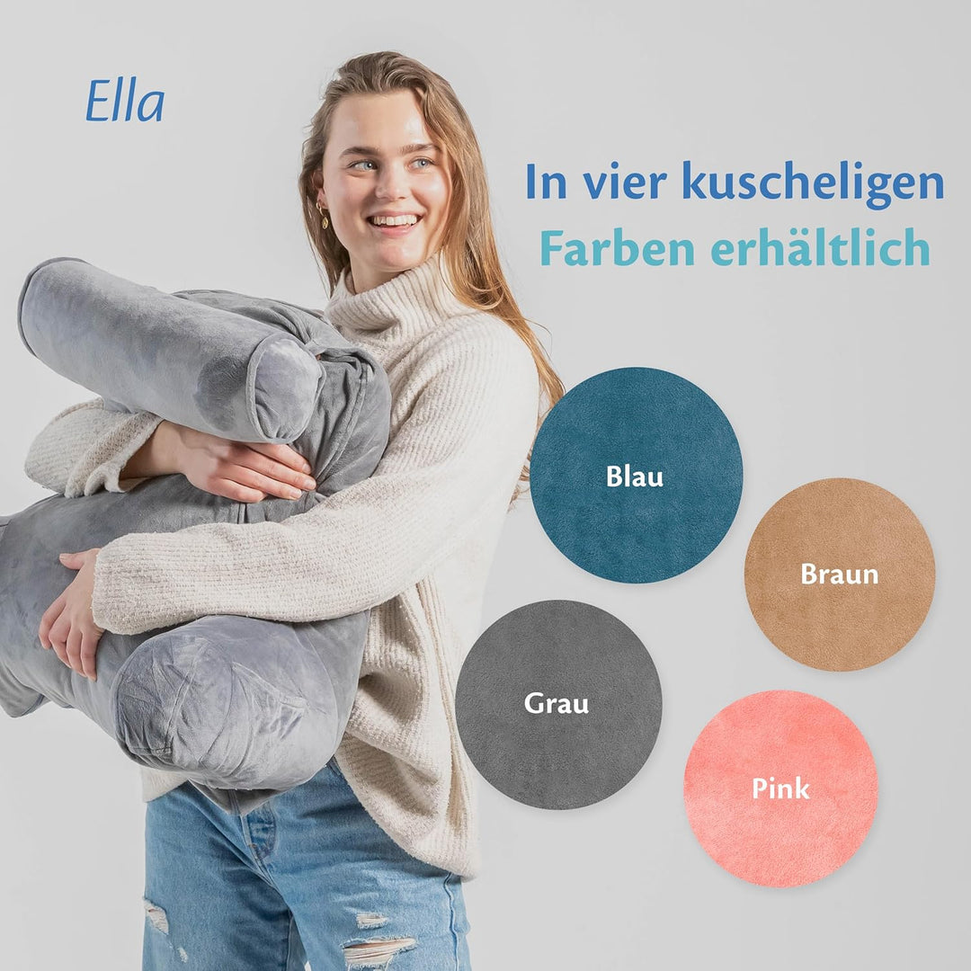 Ella Lesekissen für Bett und Sofa mit Abnehmbarer Nackenrolle - Rückenkissen Bett - Reading Pillow a