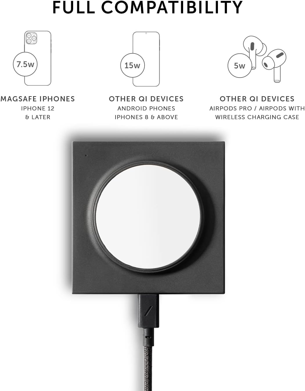Native Union Drop Magnetisches Kabelloses Ladegerät–MagSafe-Kompatibel für iPhone 14/14 Plus / 14 Pr