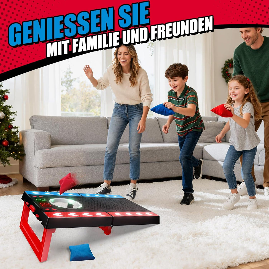 Cornhole Spiel Outdoor Innenbereich, Elektronisch Cornhole mit Musik & Licht, Automatischer Punktzäh
