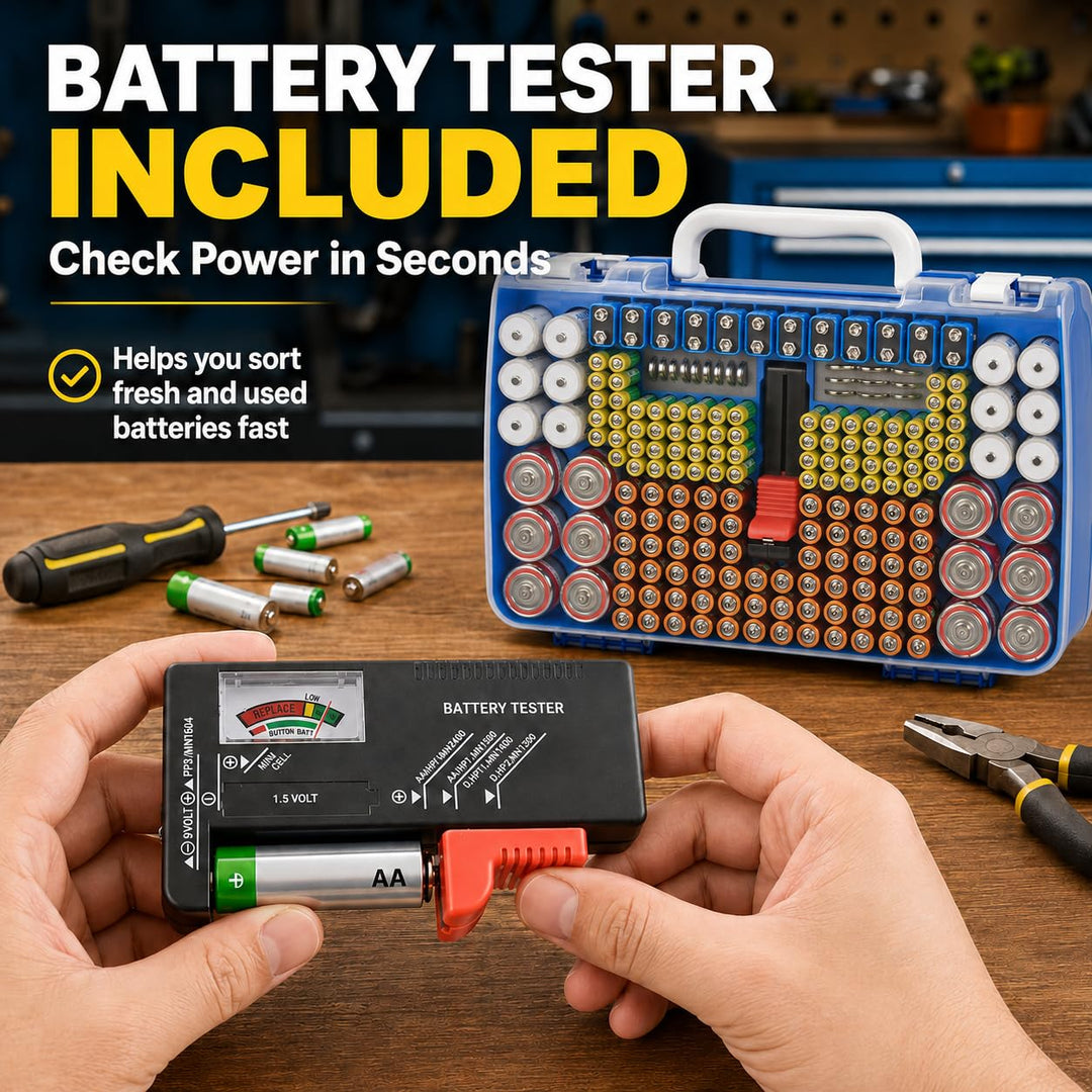Batterie Aufbewahrungs Organizer mit doppelseitiger Batteriebehälter für 269 Stück AA AAA AAAA 3A 4A