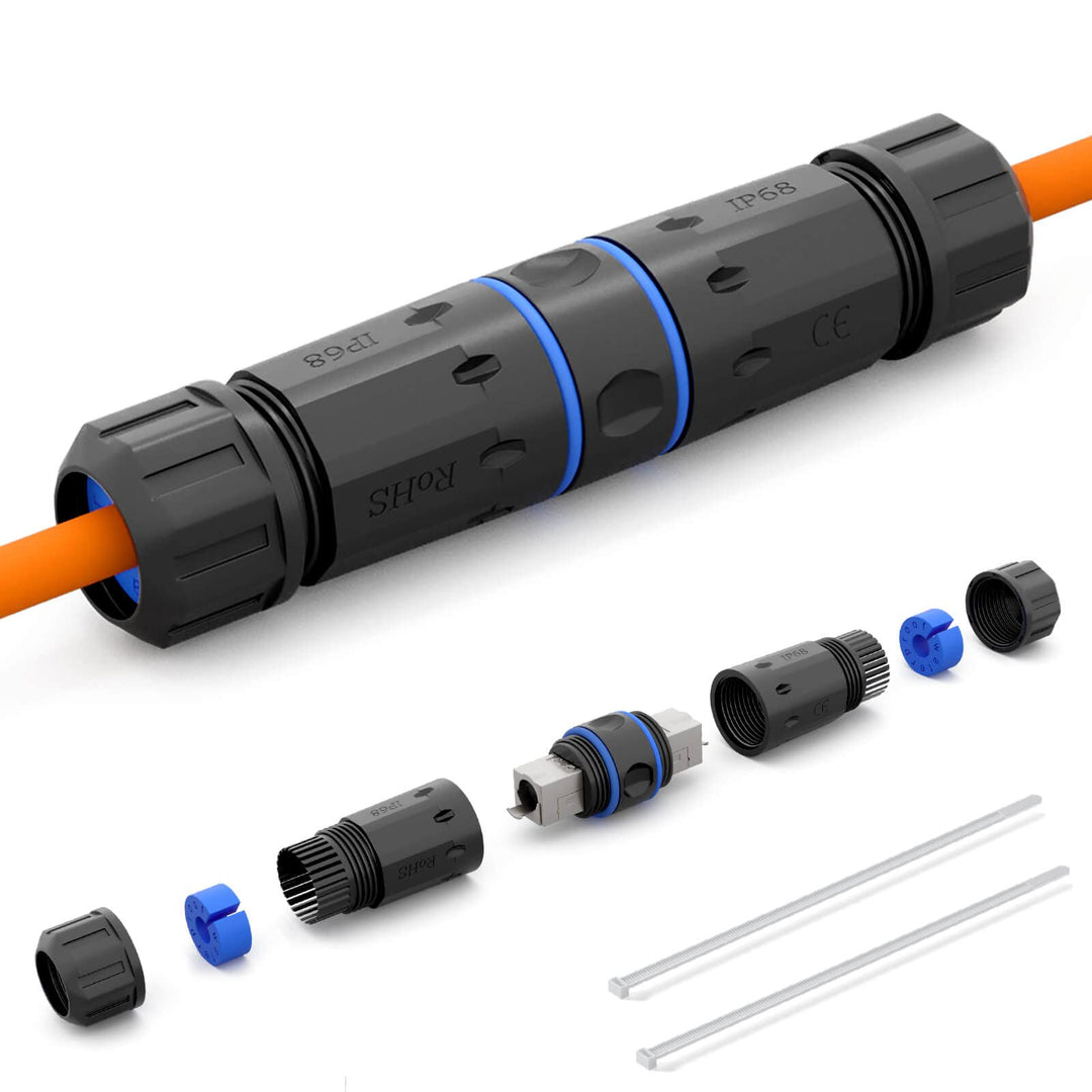 hb-digital 2X LSA Netzwerkkabel Verbinder CAT. 7 Outdoor IP68 Wasserdicht Ethernet Kupplung Verlegek