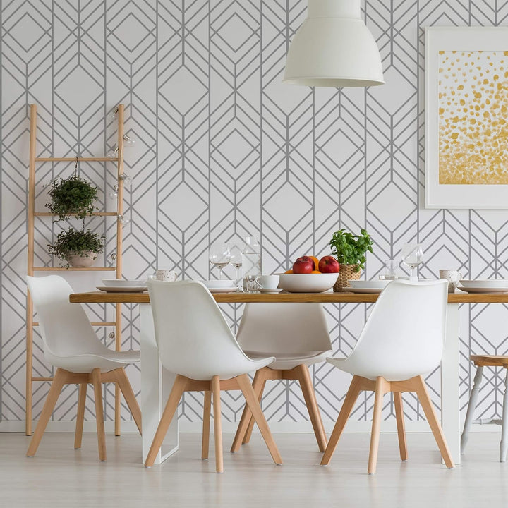 NAKLEO Wiederverwendbare Kunststoff-Schablonen - 59x95cm - Vertikale Linien Quadrat Geometrisch - Gr