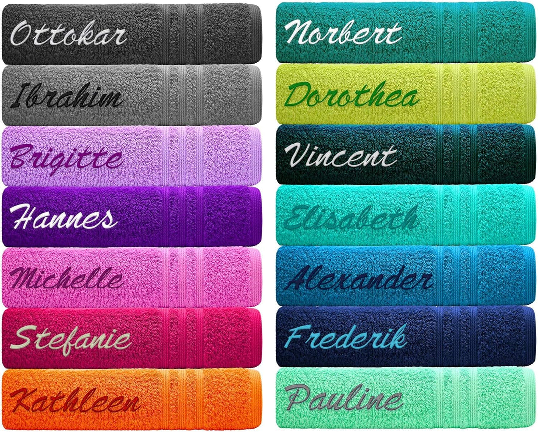Lashuma Handtuch personalisiert mit Name, Duschtuch 70x140 cm Blau - Marine, Serie: London 70 x 140