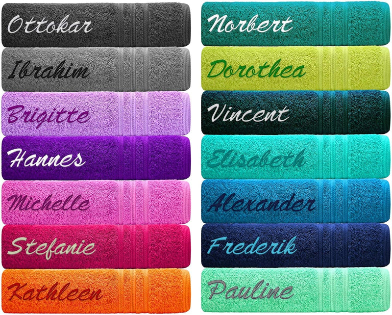 Lashuma Handtuch personalisiert mit Name, Duschtuch 70x140 cm Blau - Marine, Serie: London 70 x 140