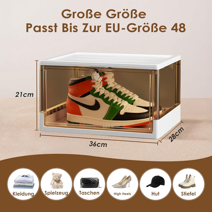 Dicker & Stabiler Klare Schuhkartons mit magnetischer Tür, 12er Pack Stapelbare Kartons für Kleiders