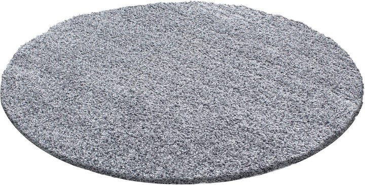 Carpetsale24 Teppich Wohnzimmer 200 cm Rund Hellgrau Shaggy Hochflor Einfarbig Modern Design - Runde