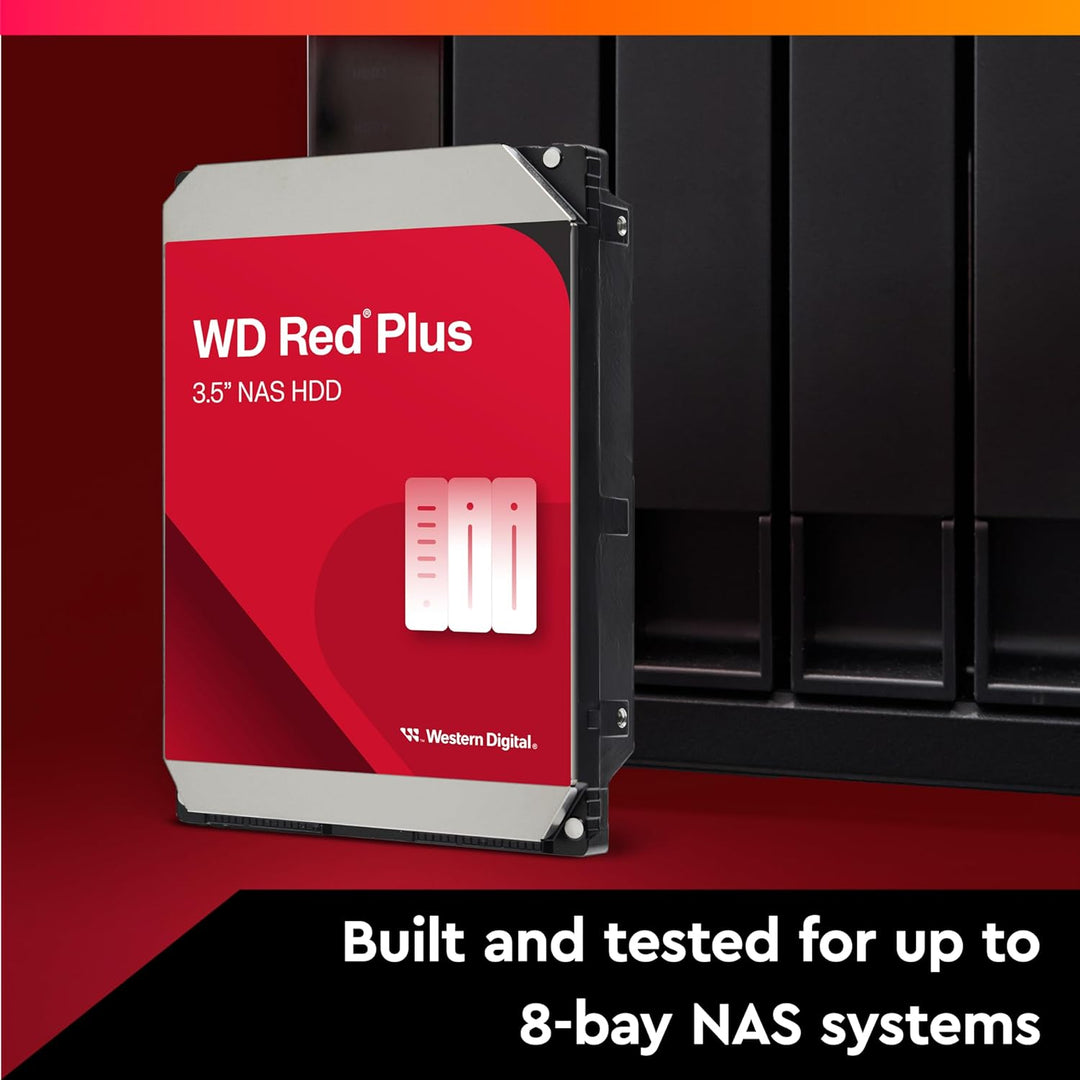 WD Red Plus interne Festplatte NAS 2 TB (3,5 Zoll, Workload-Rate 180 TB/Jahr, 5.400 U/min, 64 MB Cac