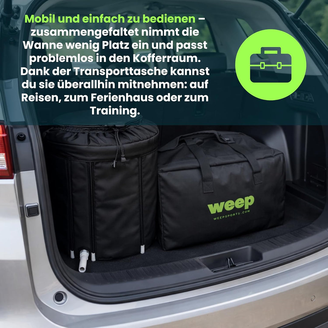 weep Eisbaden Tonne XL 80cm Ø, Eistonne mit UV-Schutz Deckel - Zuhause und Outdoor - Eisbad für Kält