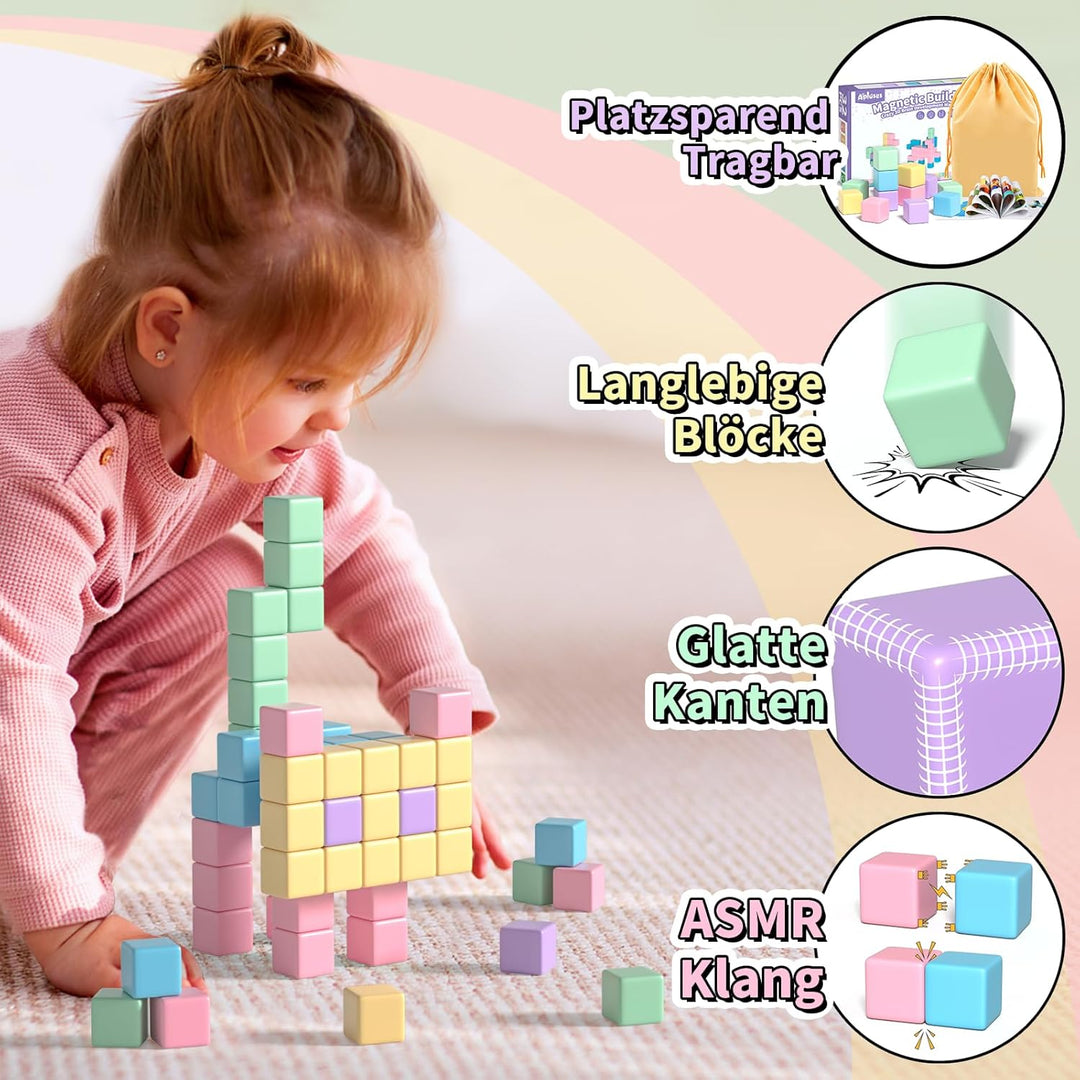 Apluses Magnetische Bausteine – Kinderspielzeug, magnetisches Bauspielzeug, Puzzlebaustein, Magnetis