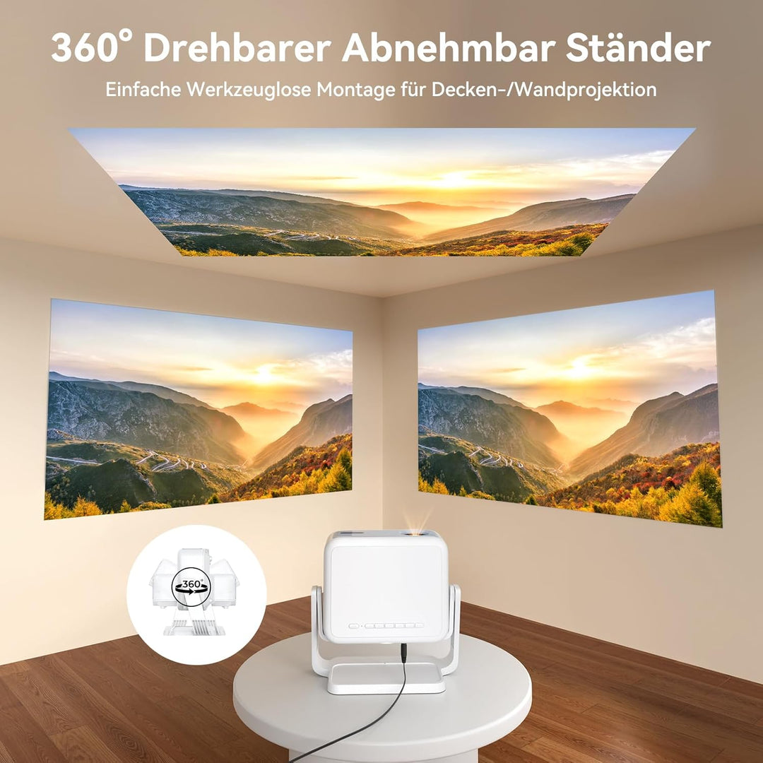 4K Mini Beamer Netflix kompatibel Heimkino-Projektor Full HD 1080p Android 13 360° drehbarer elektri