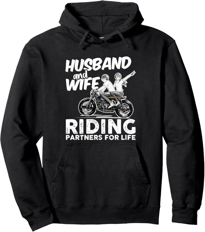 Husband And Wife Riding Partners For Life - Motorcycle Lover Pullover Hoodie