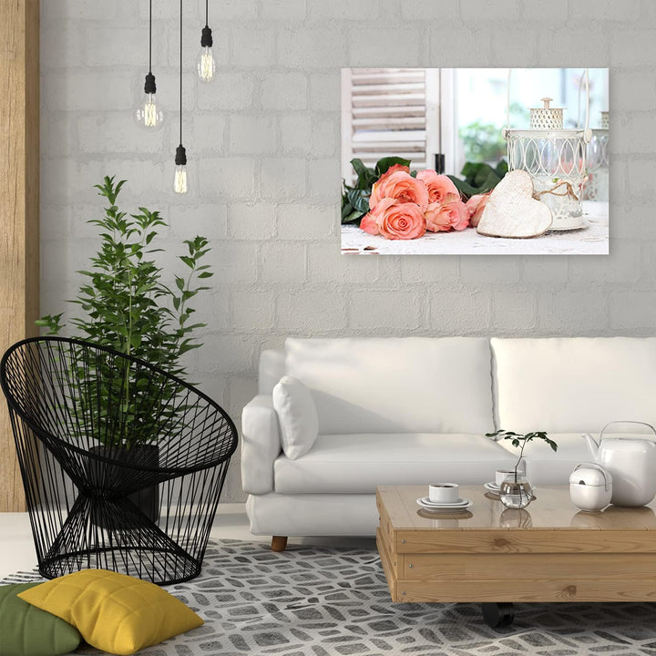 Feeby Vlies Leinwandbild Shabby Chic 100x70 cm Wanddeko Design Kunstdruck Zimmerdeko Bilderwand Abst
