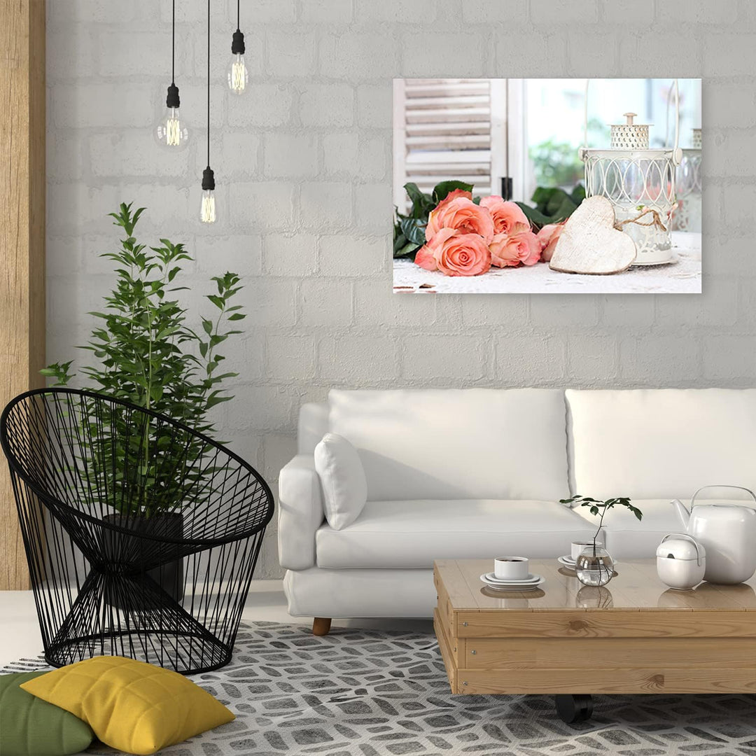 Feeby Bild auf Vlies Leinwand Rosen Blumen 90x60 cm Kunstdruck Modern Wandbilder Deko Flur Wohnzimme
