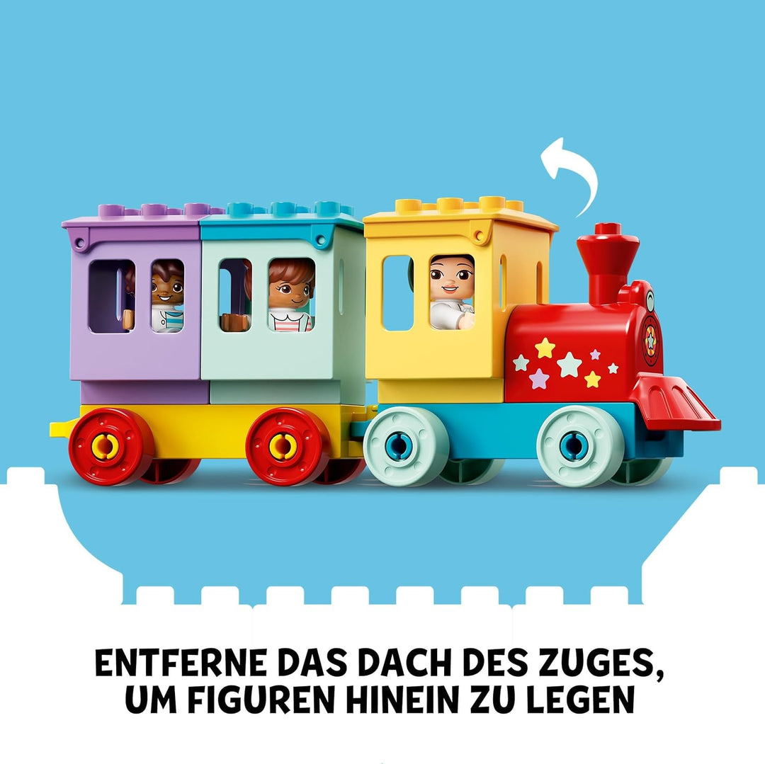 LEGO 10956 DUPLO Erlebnispark, Kinderspielzeug ab 2 Jahre mit Jahrmarkt und Zug für Mädchen und Jung