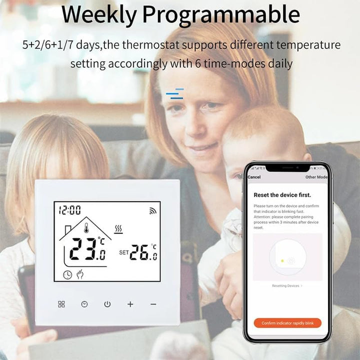 M4 Smart Wi-Fi Thermostat for Water & Underfloor Heating, 230V Digital Wall Thermostat, Tuya App Con