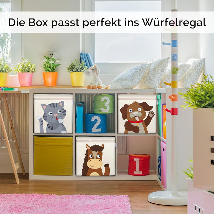GLÜCKSWOLKE Kinder Aufbewahrungsbox - 15 Motive I Spielzeugkiste mit Deckel für Kinderzimmer I Spiel