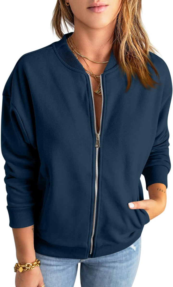 GeGekoko Zip Sweatshirt Damen übergrosse Jacket Sweatshirt Einfarbige Loose Langarm Tops Oberteile m
