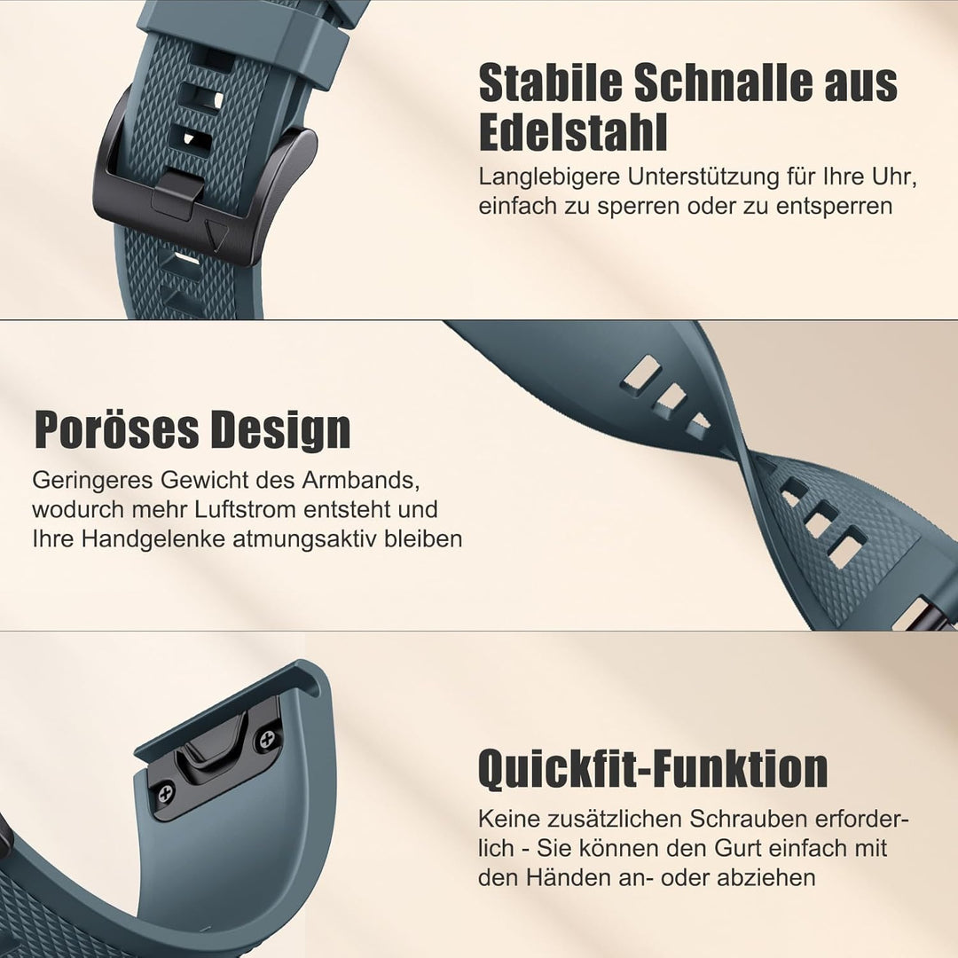 Quickfit 22mm für Garmin Fenix 5/5 Plus/6/6 Pro/7/7Pro, Quickfit Armband 22mm für Garmin Epix 2, Ins