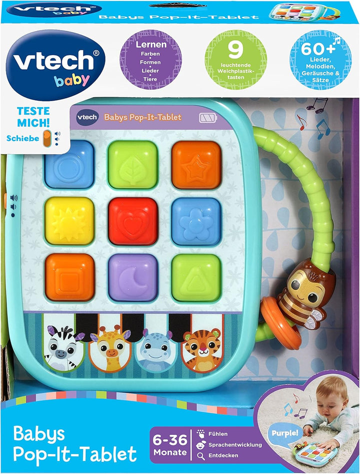 VTech Baby - Babys Pop-It-Tablet – Kunterbuntes Baby-Tablet mit Lerninhalten zu Formen, Farben und T