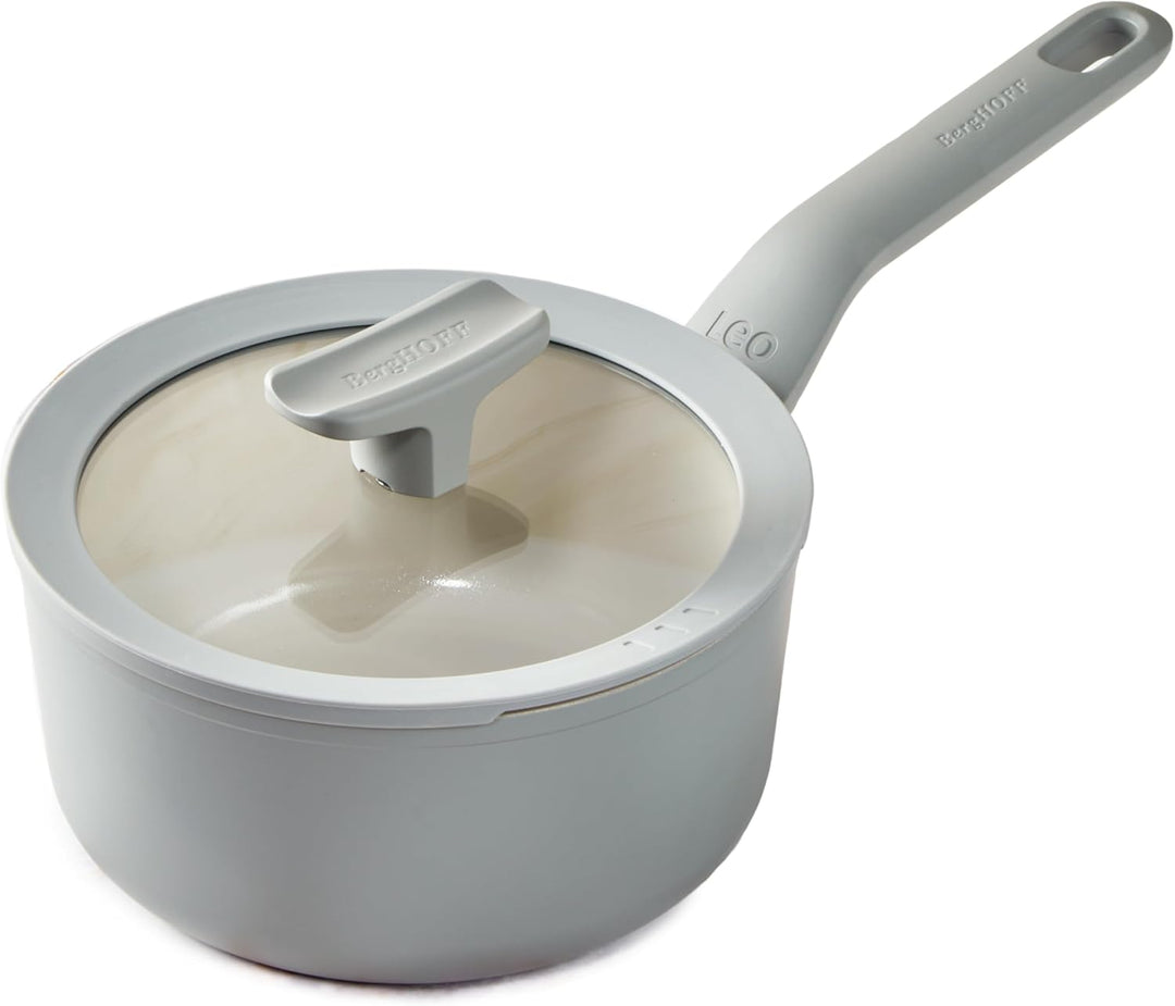 BergHOFF Leo Antihaft Stielkasserolle mit Deckel Balance Moonmist 18cm