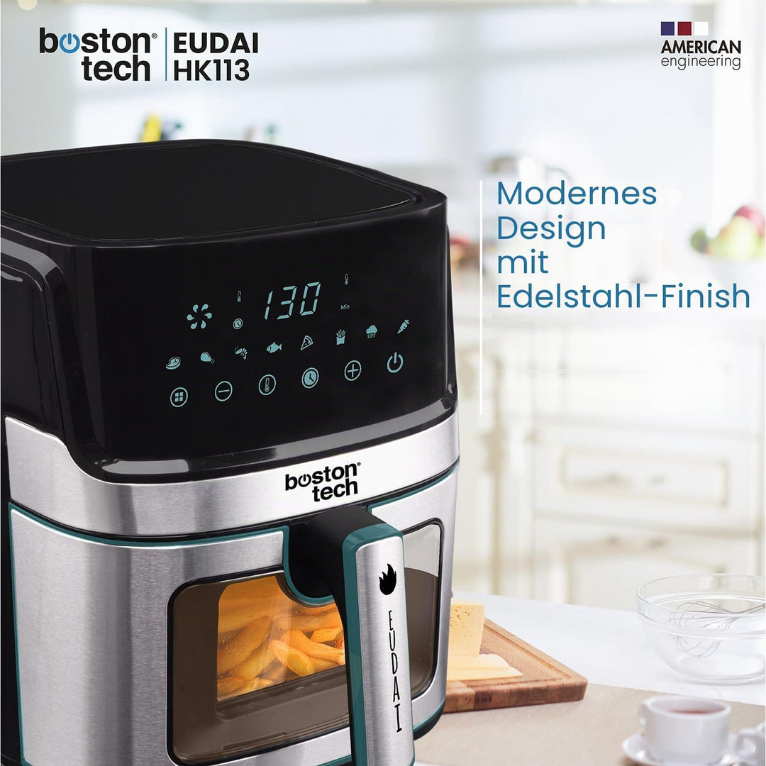 EUDAI Fritteuse ohne Öl, 6,5 l, Luftfritteuse mit Fenster, 8 Programme, LED-Display, Touch-Steuerung