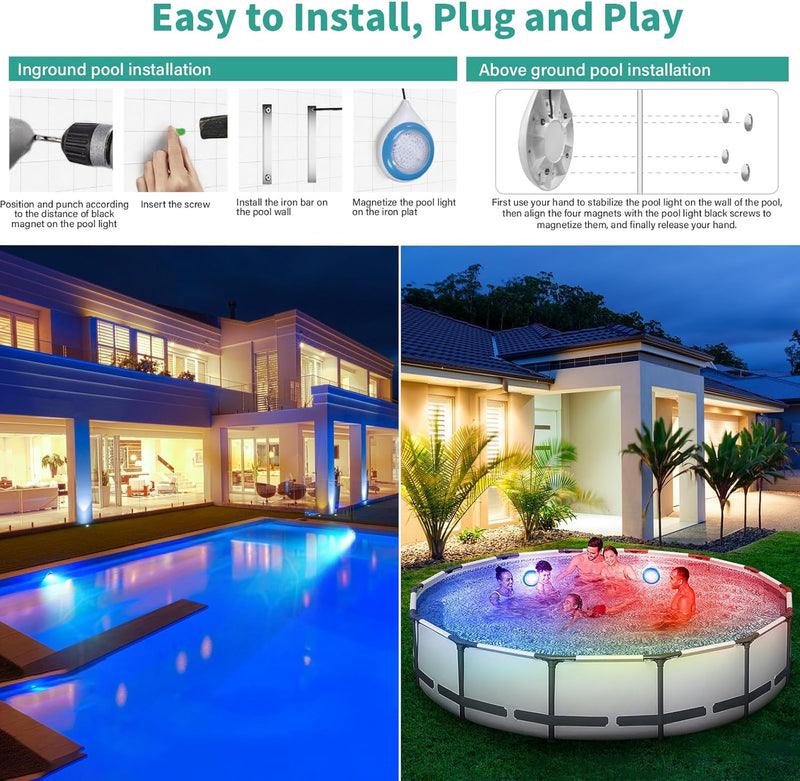 CXhome RGB Unterwasser LED Licht Multi Farbwechsel, 12V Poollampe LED Unterwasserlicht App-Steuerung