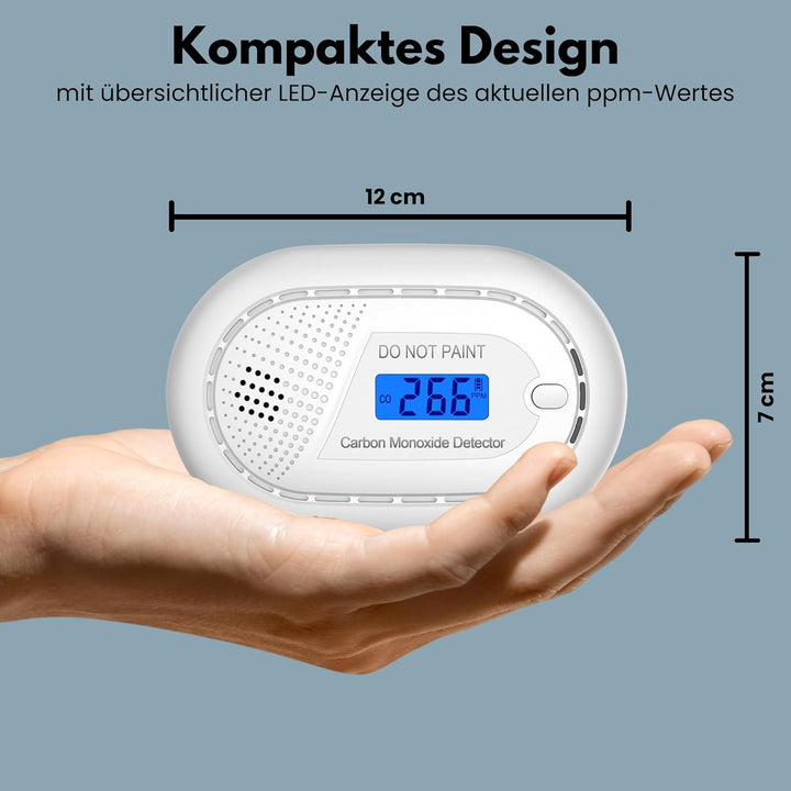 Aroha Safety Pro Kohlenmonoxid Melder - 10 Jahre Batterie - CO Melder, CO Gaswarner, CO Warner, Kohl