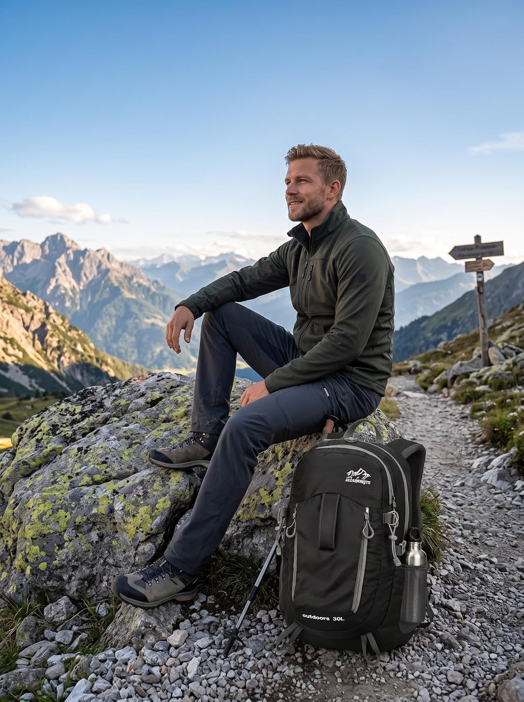 30L Wanderrucksack Herren Damen Reiserucksack Wasserdicht Rucksack Outdoor Trekkingrucksack Leicht G