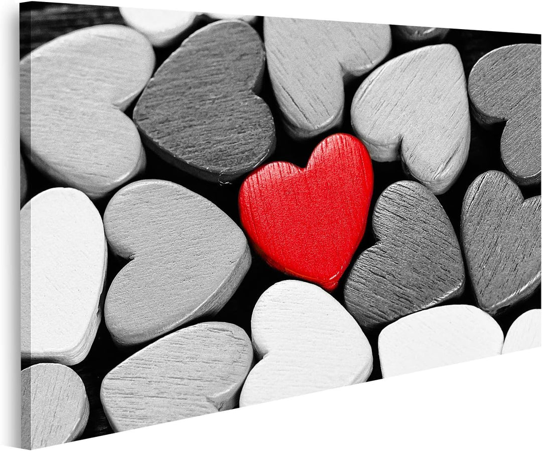 islandburner Bild auf Leinwand Rotes Herz Viele Graue Und Weisse Herzen Bilder Wandbilder Poster Lei