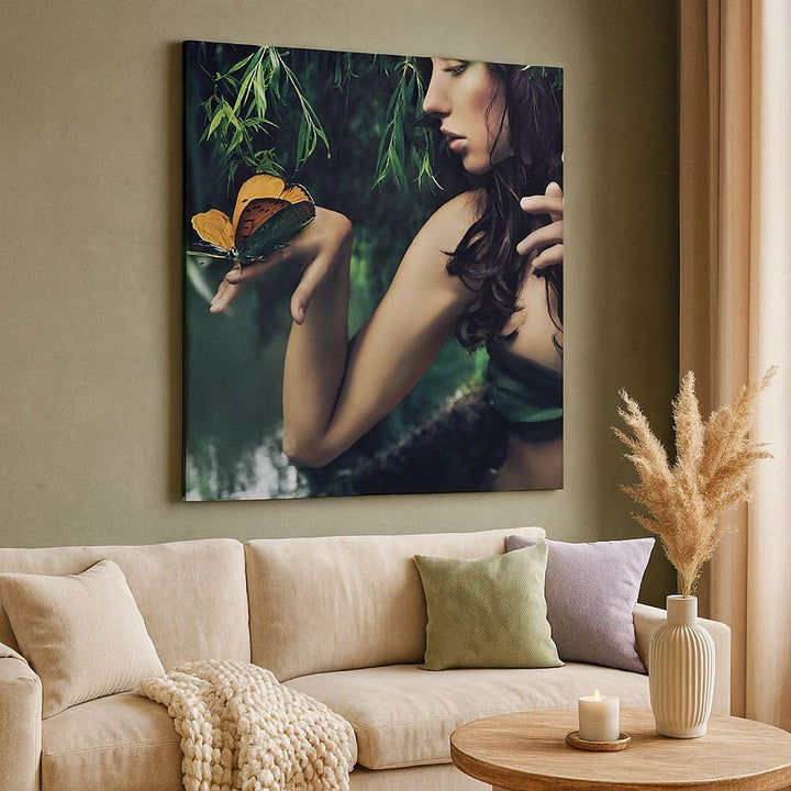 Bilder auf Leinwand 70x70cm Leinwandbild Körper Kosmetik Mode Schmetterling Gross Wanddeko Bild Schl