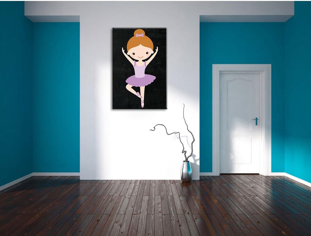 Pixxprint Hübsche Ballerina mit Schleife schwarz, Format: 70x100 auf hochkantiges Leinwandbild, 70x1