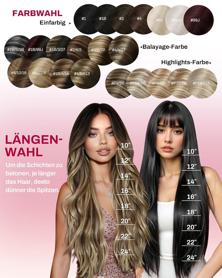 Moresoo Remy Echthaar Extensions Clip in Schwarz Silber Haarverlängerung Echthaar Clip in Extensions