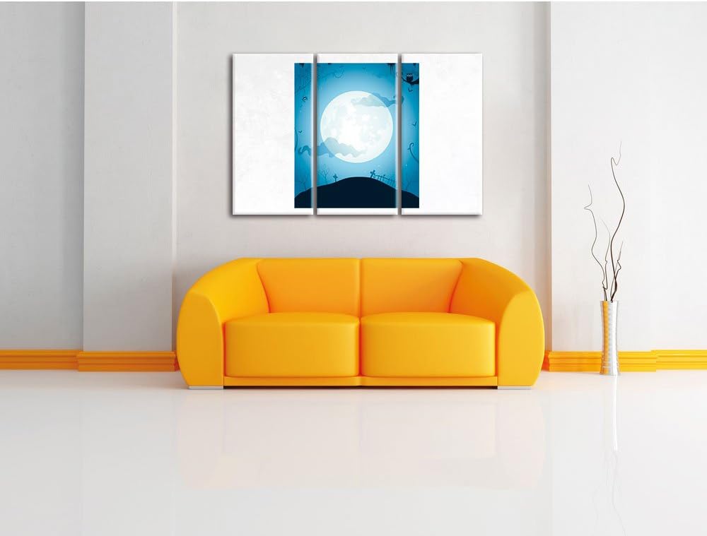 Pixxprint Schauriger Mond als Leinwandbild/Grösse: 3 Teilig (120x80) cm/Wandbild/Kunstdruck/fertig b